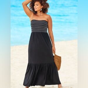 Swimsuits For All “Karlie Smocked Bandeau Maxi Dress Cover Up” Size 22/24